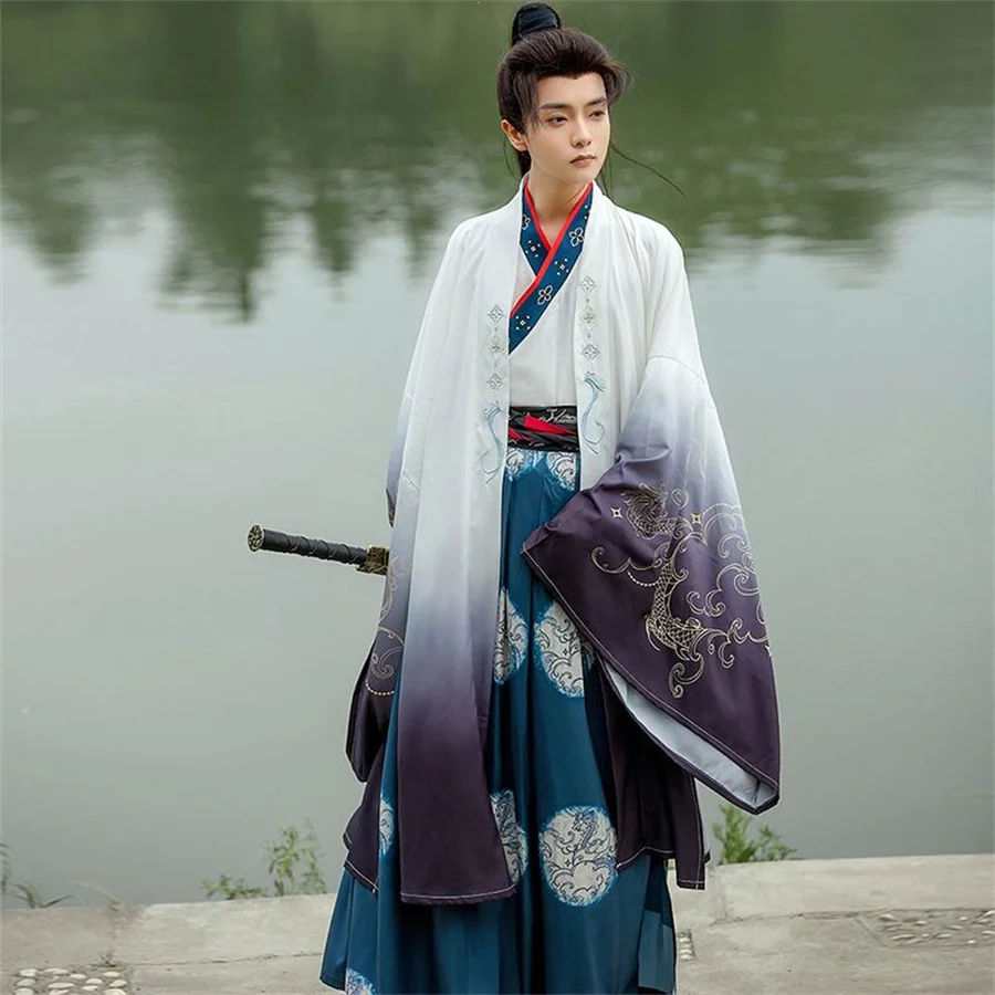 Hanfu Men Chinese Traditional Printed Hanfu Male Carnival Cosplay Costume Gradient Red&Blue Hanfu 3pcs Sets Men Large Size 2XL
Hanfu Men Chinese Traditional Printed Hanfu Male Carnival Cosplay Costume Gradient Red&Blue Hanfu 3pcs Sets Men Large Size 2XL