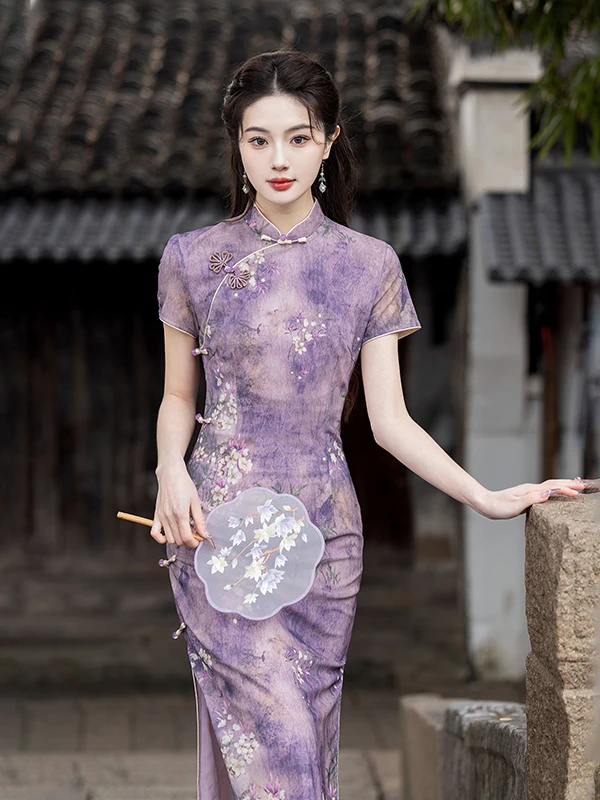 Ting Yue Ling Young Sle Purple Improved Chinese Girl Daily Slimming Dr Ele Long Qipao ort Sve Low Slit Floral P...
Ting Yue Ling Young Sle Purple Improved Chinese Girl Daily Slimming Dr Ele Long Qipao ort Sve Low Slit Floral P...