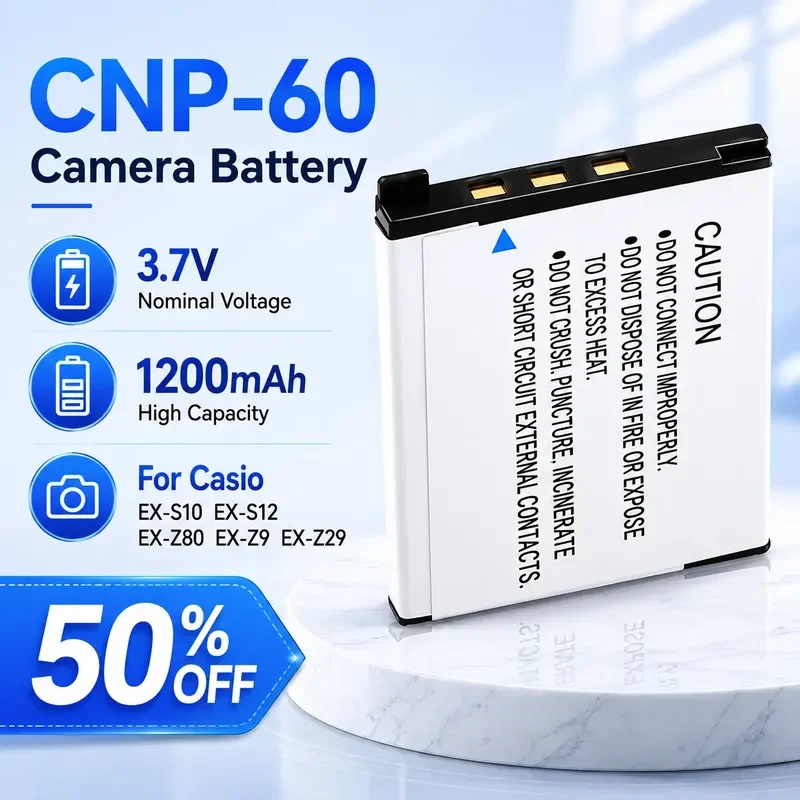 CNP-60 3.7V 1200mAh for Casio EX-S10 EX-S12 EX-Z80 EX-Z9 EX-Z29 Camera Battery Pack Rechargeable Li-ion Digital Battery High
CNP-60 3.7V 1200mAh for Casio EX-S10 EX-S12 EX-Z80 EX-Z9 EX-Z29 Camera Battery Pack Rechargeable Li-ion Digital Battery High