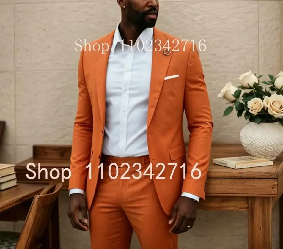 New Orange Suits for Men Peaked Lapel Jacket Pants Set Slim Fit Male Suit Business Gentleman Formal Blazer 2 Piece Costume Homme
New Orange Suits for Men Peaked Lapel Jacket Pants Set Slim Fit Male Suit Business Gentleman Formal Blazer 2 Piece Costume Homme