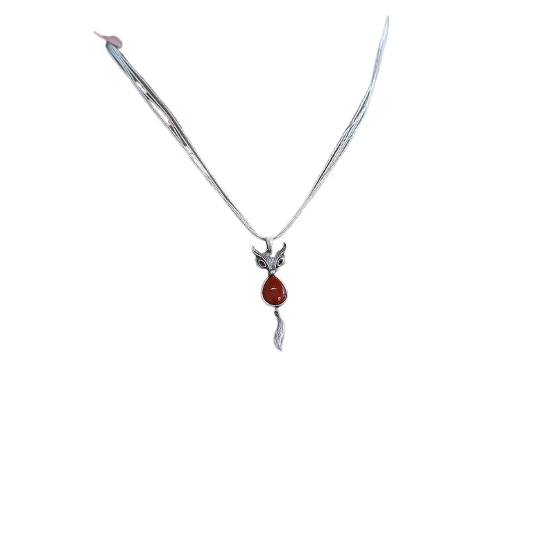 S925 sterling silver new Chinese ethnic style agate fox pendant retro national style necklace
S925 sterling silver new Chinese ethnic style agate fox pendant retro national style necklace