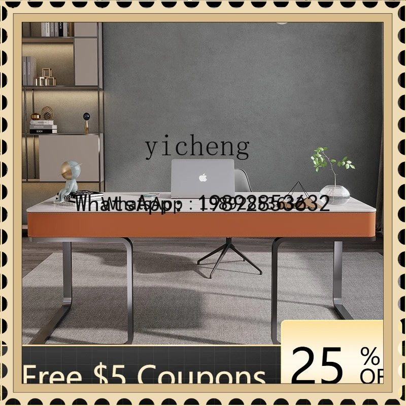 ABB saddle leather study desk writing desk lig luxury minimalist rock slab office computer desk table
ABB saddle leather study desk writing desk lig luxury minimalist rock slab office computer desk table