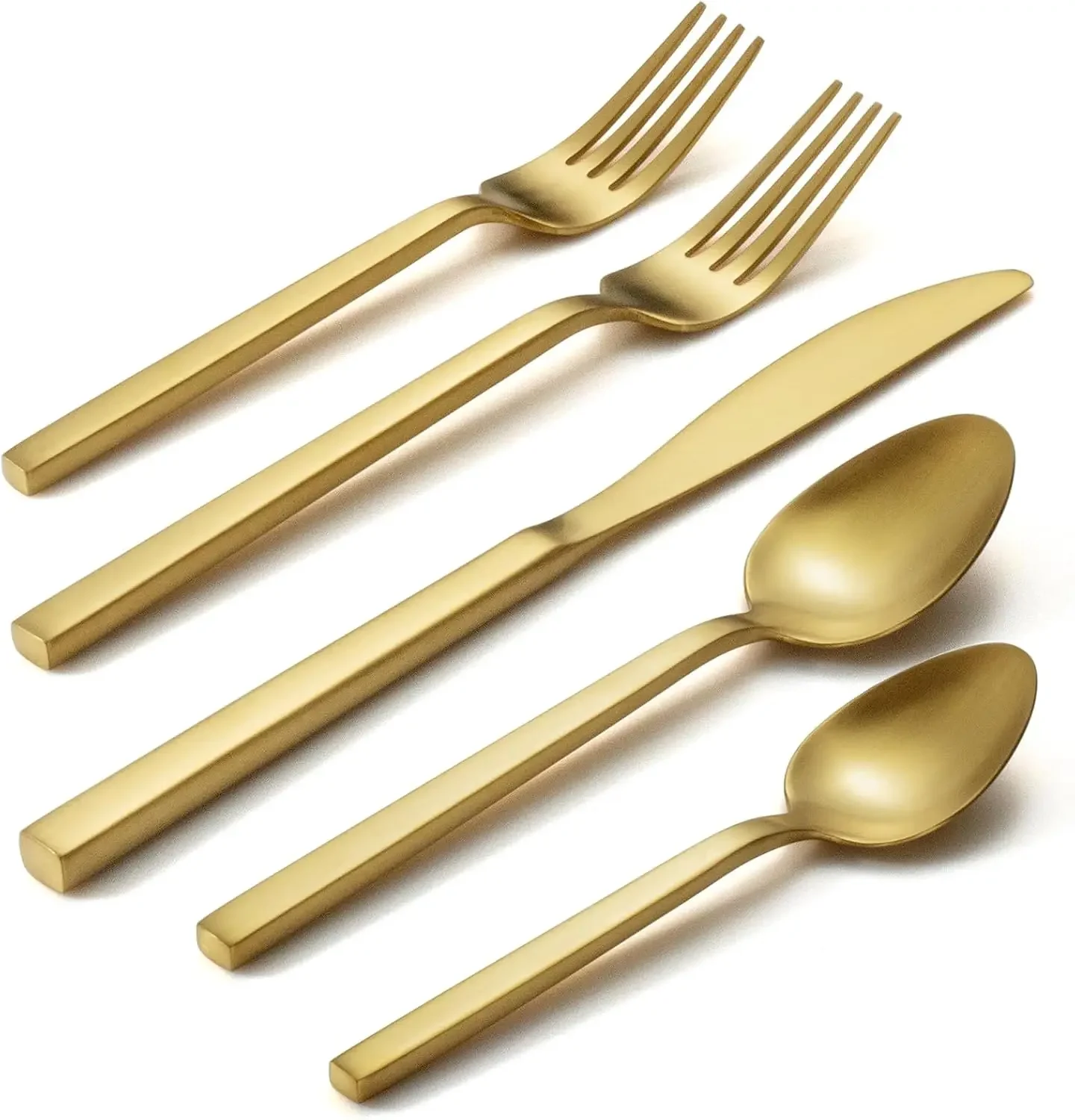 20-Piece Gold Flatware Set for 4, Forged Stainless Steel Cutlery with Square Handle, Dishwasher Safe
20-Piece Gold Flatware Set for 4, Forged Stainless Steel Cutlery with Square Handle, Dishwasher Safe