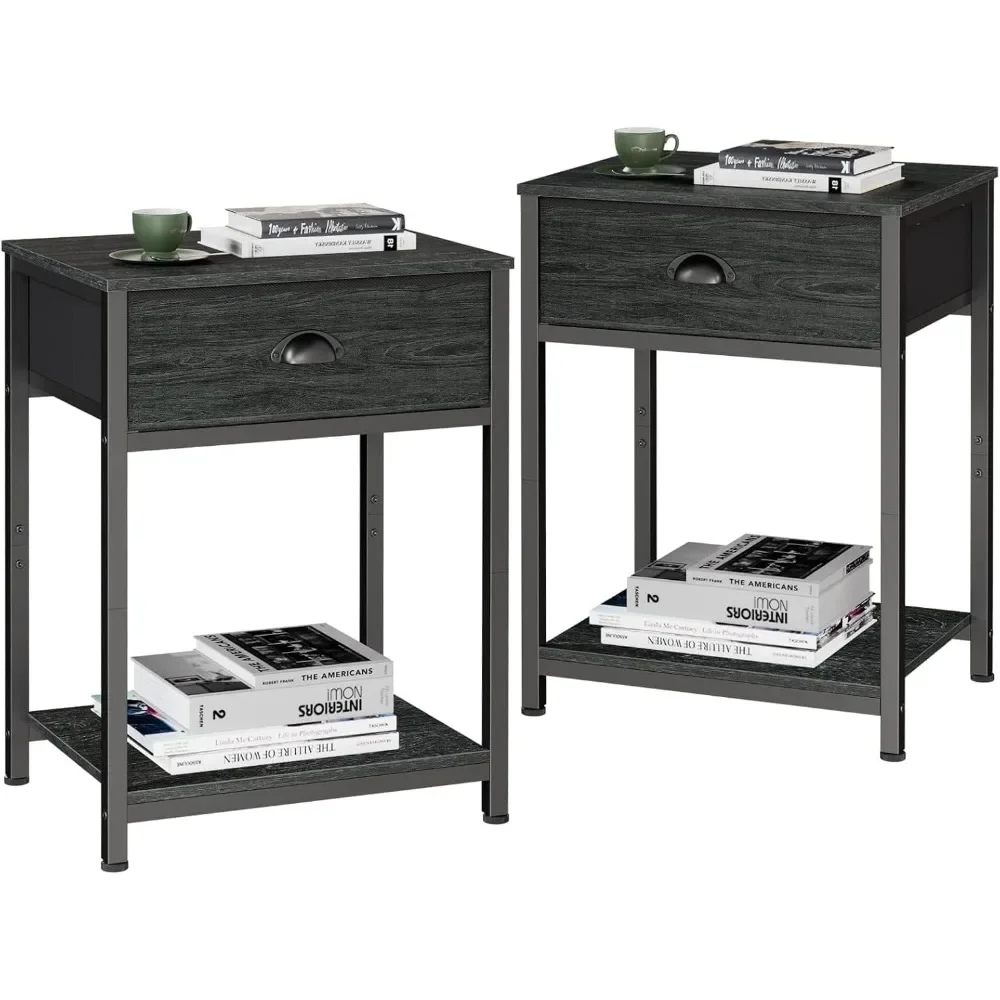 Nightstand Set of 2, Industrial End Table with Fabric Drawer & Storage Shelf, Small Bedside Table Organizer for Living Room
Nightstand Set of 2, Industrial End Table with Fabric Drawer & Storage Shelf, Small Bedside Table Organizer for Living Room