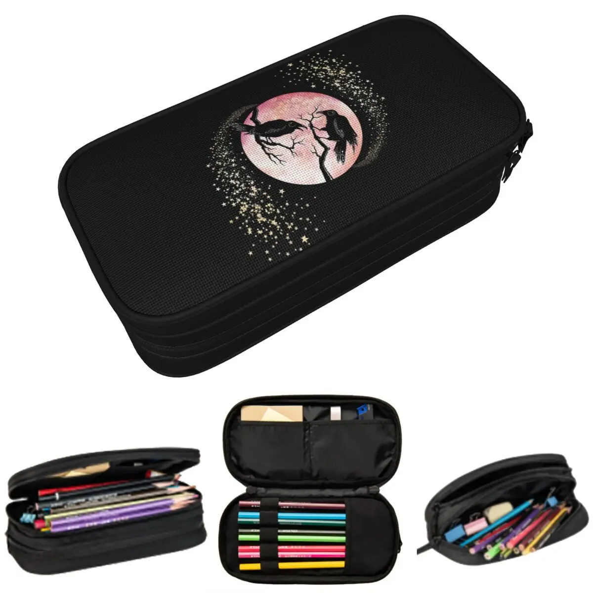 Folk Art Ravens Against Watercolor Blood Moon Pencil Case for Kids School Pen Box Pencil Bag Stationery Supplies Pen Holder Bag
Folk Art Ravens Against Watercolor Blood Moon Pencil Case for Kids School Pen Box Pencil Bag Stationery Supplies Pen Holder Bag
