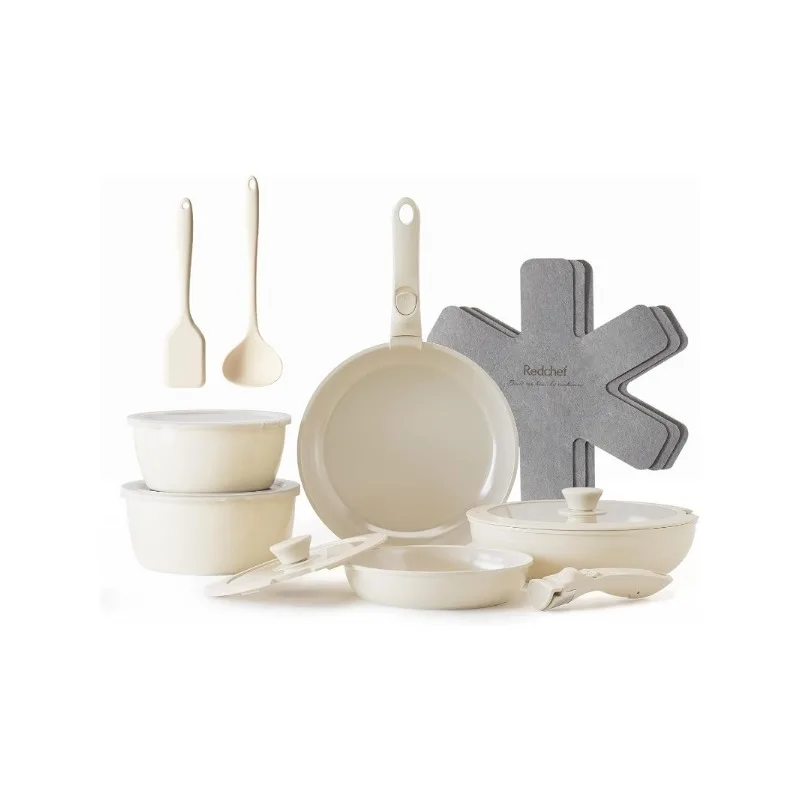 Ceramic Pots and Pans Set, Nonstick Kitchen Cookware Set with Detachable Handle, Non Toxic Cookware Set 16pcs, PFAS PFOA & PTFE
Ceramic Pots and Pans Set, Nonstick Kitchen Cookware Set with Detachable Handle, Non Toxic Cookware Set 16pcs, PFAS PFOA & PTFE