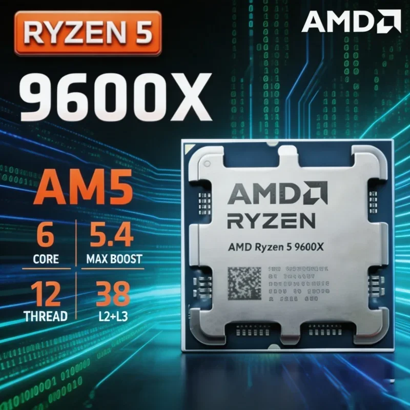 AMD Ryzen 5 9600X Desktop Processor 6 Cores 12 Threads 5.4GHz Maximum Boost 32MB L3 Cache AM5 Platform 4nm 65W TDP No Fan
AMD Ryzen 5 9600X Desktop Processor 6 Cores 12 Threads 5.4GHz Maximum Boost 32MB L3 Cache AM5 Platform 4nm 65W TDP No Fan