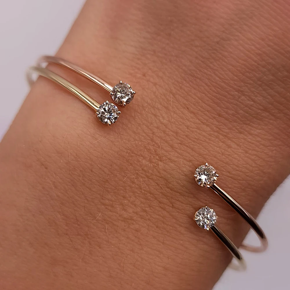 certified 2-stone round cut moissanite open bangle for women s925 silver plated 18k gold 5mm lab diamond bracelets adjustable
certified 2-stone round cut moissanite open bangle for women s925 silver plated 18k gold 5mm lab diamond bracelets adjustable
