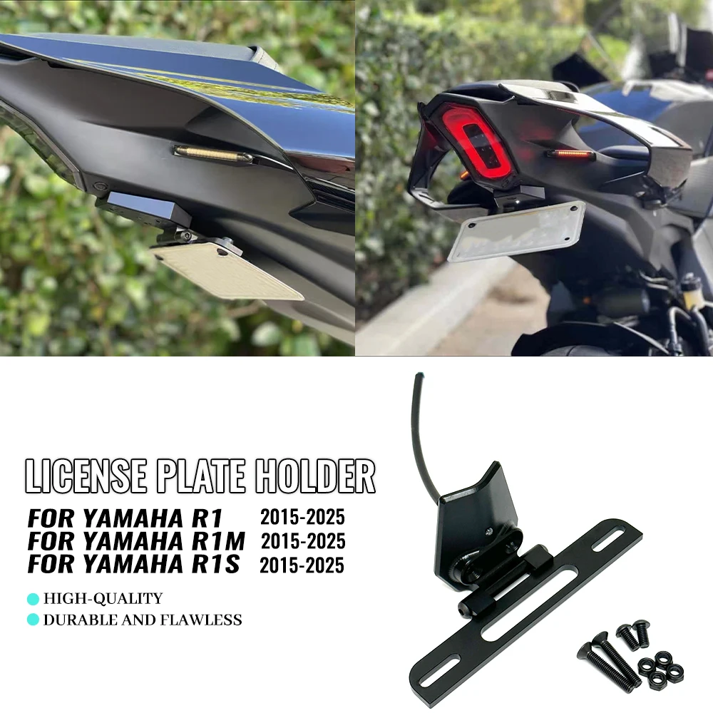 YZF R1 License Plate Holder Part LED Light For YAMAHA YZF-R1 R1S R1M 2015-2025 Motorcycle Rear Tail Tidy Fender Eliminator Kit