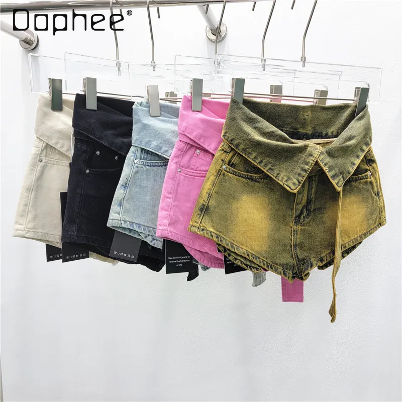 Retro Blue Denim Shorts Lapel Korean Street Harajuku Casual A-Line Slim Fitting Fashion High Waist Wide-leg Hot Pants With Belt
Retro Blue Denim Shorts Lapel Korean Street Harajuku Casual A-Line Slim Fitting Fashion High Waist Wide-leg Hot Pants With Belt