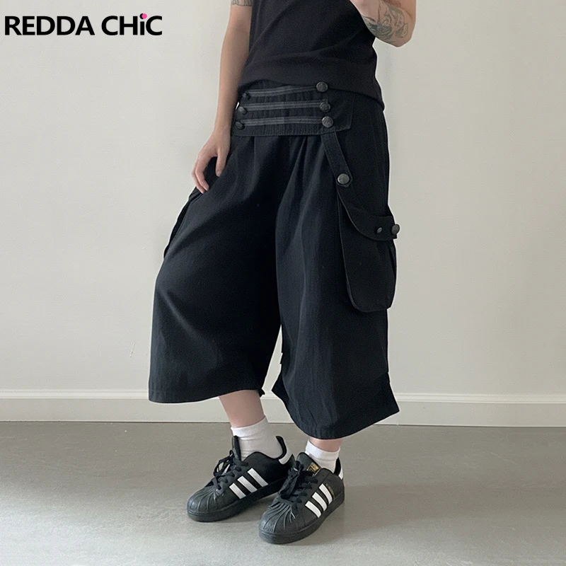 REDDACHiC Royal Button Deatil Bermuda Shorts Alternative Black Pleated Wide Leg Elastic Low Waist Capri Pants Punk Women Clothes
REDDACHiC Royal Button Deatil Bermuda Shorts Alternative Black Pleated Wide Leg Elastic Low Waist Capri Pants Punk Women Clothes