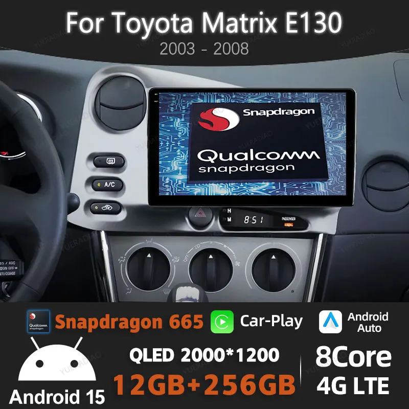 Автомобильный радиоприемник Android 15 для Toyota Matrix E130 2003-2008, мультимедийный стерео видеоплеер Carplay Auto GPS NAVI 4G WIFI QLED DSP BT
Автомобильный радиоприемник Android 15 для Toyota Matrix E130 2003-2008, мультимедийный стерео видеоплеер Carplay Auto GPS NAVI 4G WIFI QLED DSP BT