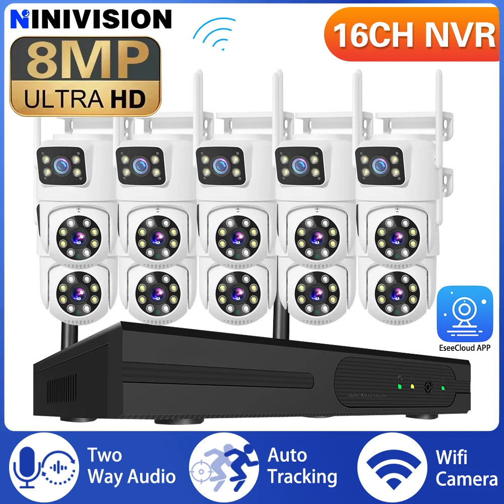 8mp 4K Dual Lens Wireless Wifi PTZ Camera Security System CCTV Video Surveillance 16CH NVR Outdoor Color Night Vision Tracking
8mp 4K Dual Lens Wireless Wifi PTZ Camera Security System CCTV Video Surveillance 16CH NVR Outdoor Color Night Vision Tracking