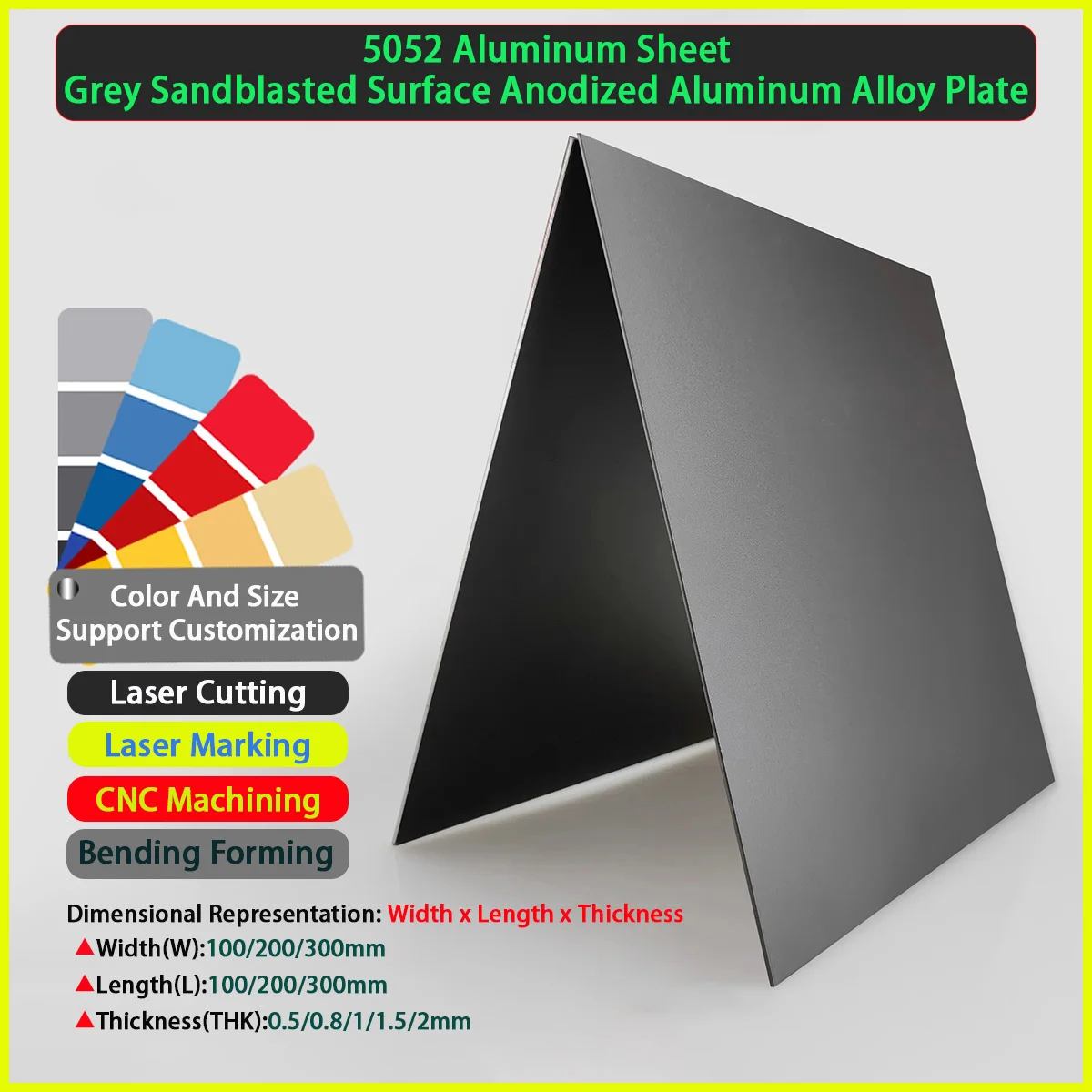 Dark Gray Sandblasted Anodized Aluminum Plate/5052 Aluminum Alloy Plate, Customizable Processing, Thickness0.5/0.8/1.0/1.5/2.0mm
Dark Gray Sandblasted Anodized Aluminum Plate/5052 Aluminum Alloy Plate, Customizable Processing, Thickness0.5/0.8/1.0/1.5/2.0mm