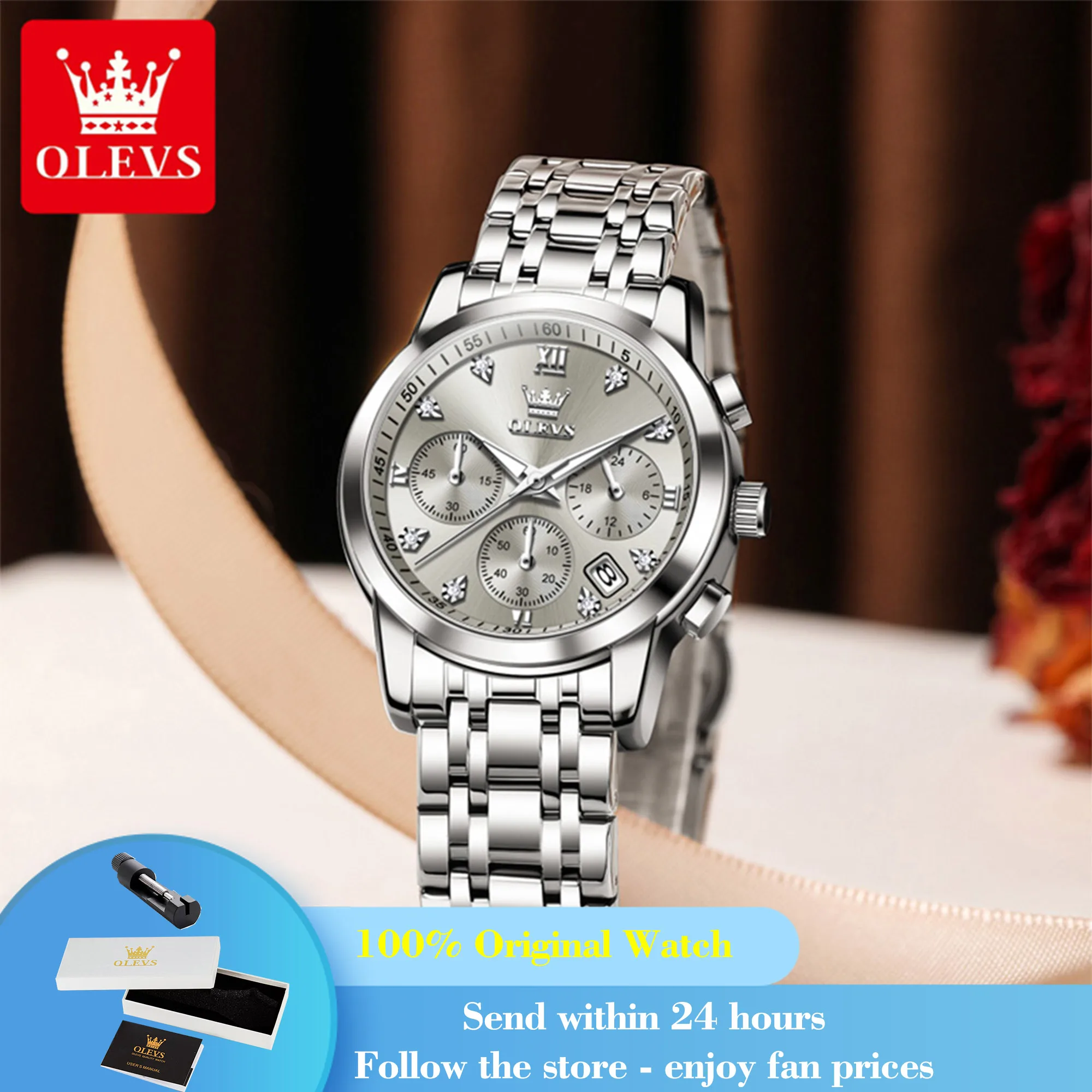 OLEVS 2858 Quartz Watch Woman Chronograph Calendar Waterproof Watch For Women Luminous Fashion Diamond Scale Ladies Wristwatch
OLEVS 2858 Quartz Watch Woman Chronograph Calendar Waterproof Watch For Women Luminous Fashion Diamond Scale Ladies Wristwatch