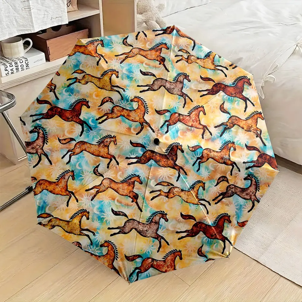 Folding umbrella Leaping horses pattern, vibrant sunset background. Creative portable folding umbrella for Christmas and other
Folding umbrella Leaping horses pattern, vibrant sunset background. Creative portable folding umbrella for Christmas and other