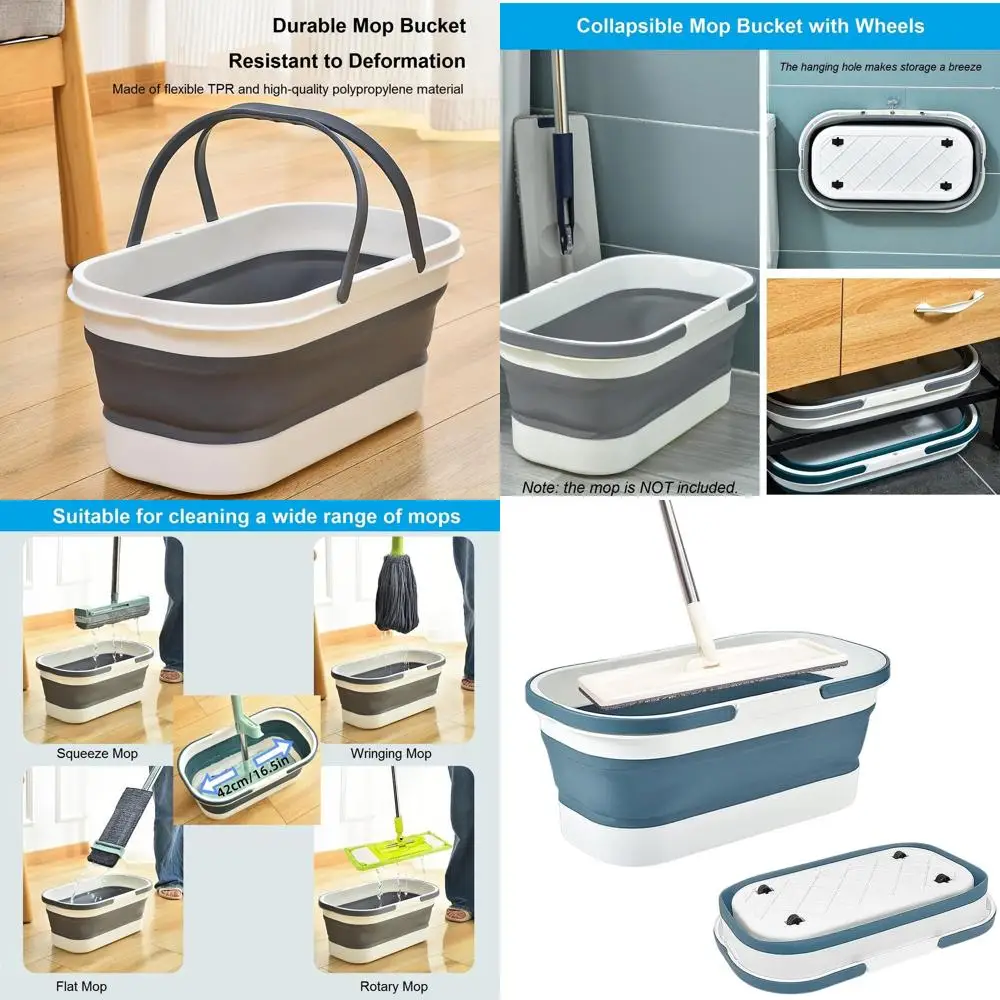 Portable 12L Foldable Mop Bucket with Wheels for Home, Car, and Outdoor Cleaning (Blue)
Portable 12L Foldable Mop Bucket with Wheels for Home, Car, and Outdoor Cleaning (Blue)