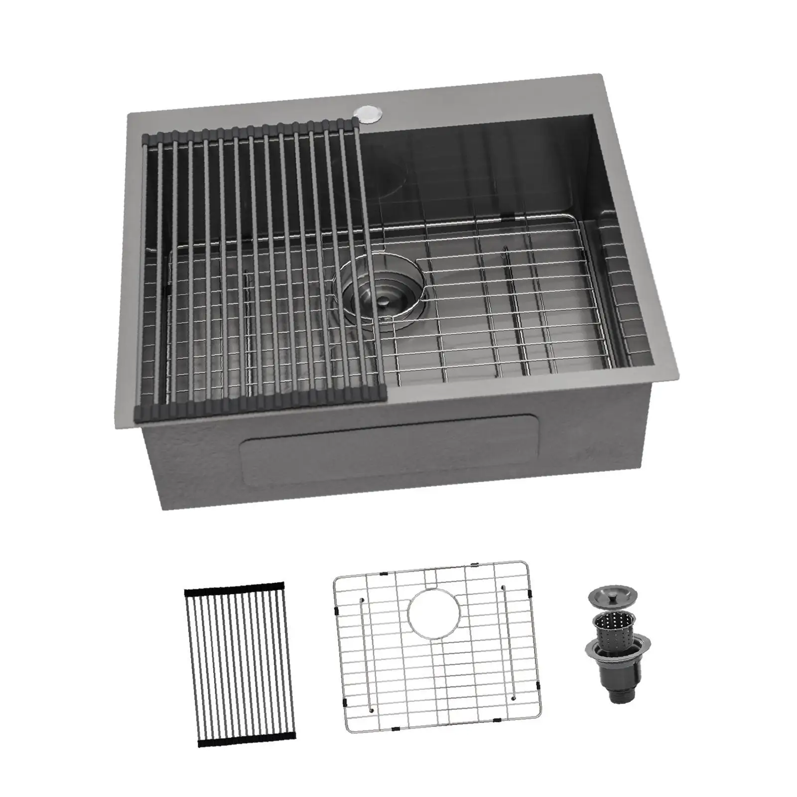 16 Gauge Nano Coated Gunmetal Black Kitchen Sink Single Bowl Countertop Sink for Home Cooking Space
16 Gauge Nano Coated Gunmetal Black Kitchen Sink Single Bowl Countertop Sink for Home Cooking Space