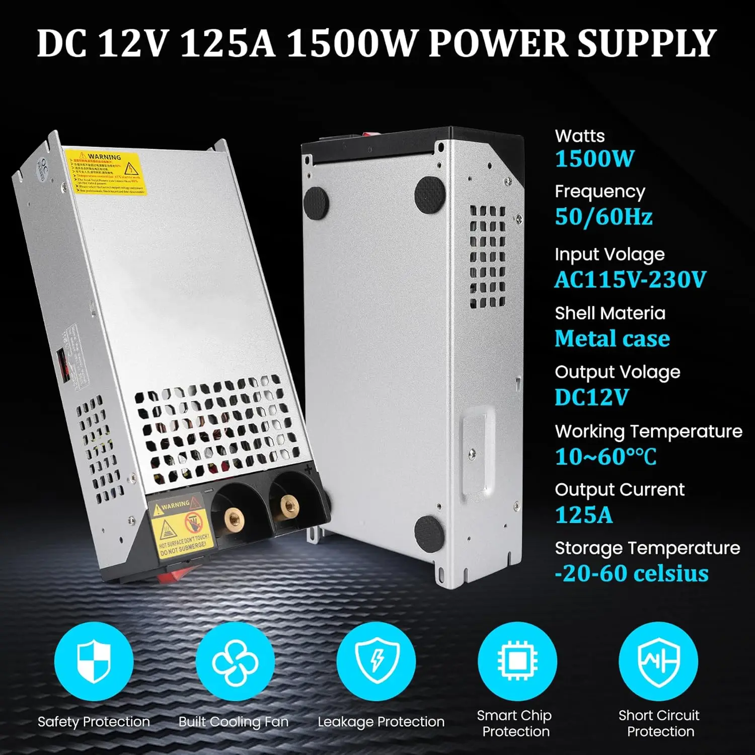 New Version 110V to 12V DC Converter 125A 1500W Power Supply, AC to DC Converter, 120V to 12V 125A Power Supply 1500W for RV, Pu
New Version 110V to 12V DC Converter 125A 1500W Power Supply, AC to DC Converter, 120V to 12V 125A Power Supply 1500W for RV, Pu