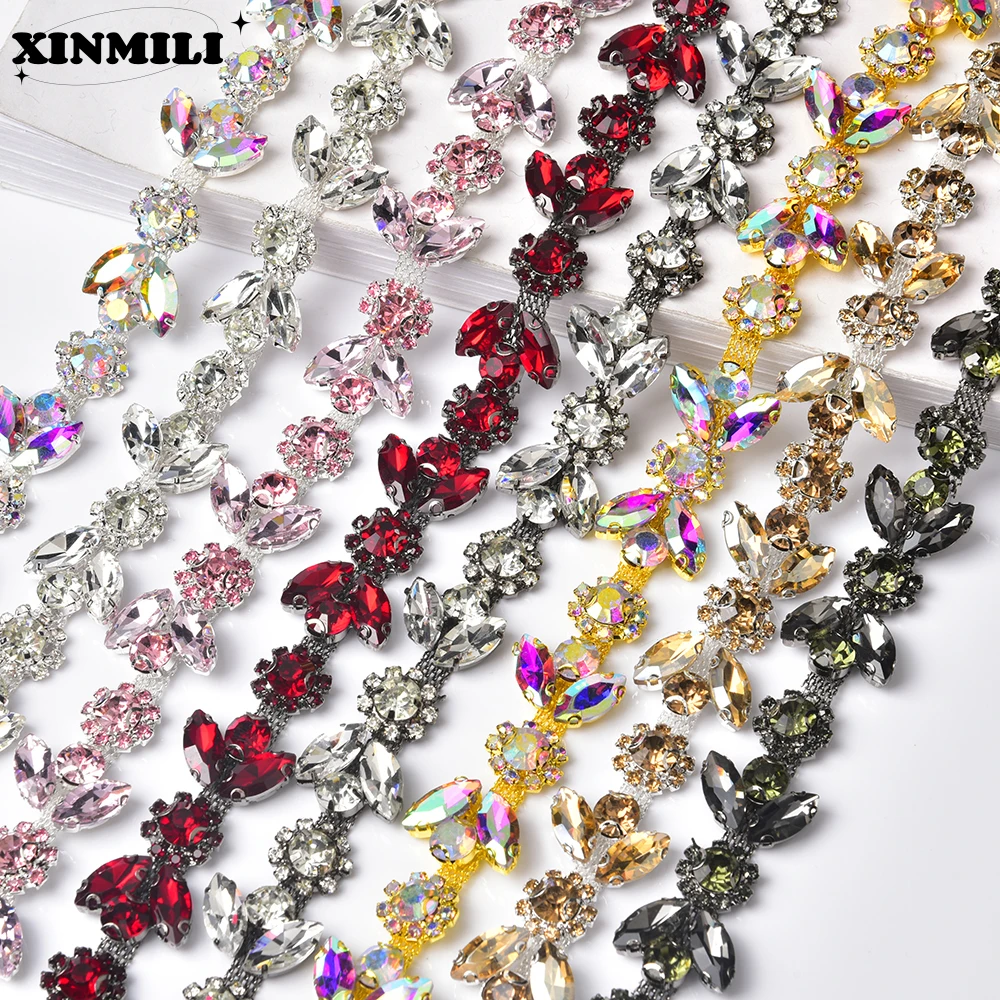 Fancy Rhinestone Flower Chain Bling Metal Horse Eye Glass Diamond Applique Crystal Trim for Clothes Shoes Bags Diy Accessories
Fancy Rhinestone Flower Chain Bling Metal Horse Eye Glass Diamond Applique Crystal Trim for Clothes Shoes Bags Diy Accessories