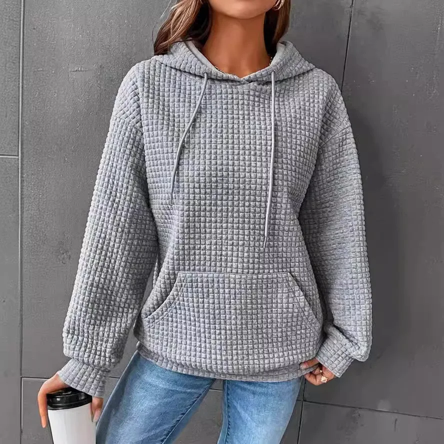 2024 Autumn/Winter New Waffle Round Neck Long Sleeve Hoodie Solid Color Top for Women
2024 Autumn/Winter New Waffle Round Neck Long Sleeve Hoodie Solid Color Top for Women