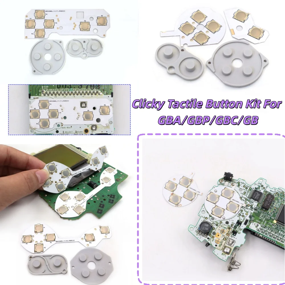 New Conductive Tacktile Clicky Film Button Modify Kits A B D-Pad Button Rubber Pad Mod Kit For GBA GBC GBP GB Console
New Conductive Tacktile Clicky Film Button Modify Kits A B D-Pad Button Rubber Pad Mod Kit For GBA GBC GBP GB Console