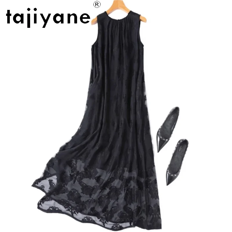 TAJIYANE 100% Mulberry Silk Long Dresses Woman Summer 2025 Embroidered Black Tank Dress Party Frock Ladies Clothes Vestidos
TAJIYANE 100% Mulberry Silk Long Dresses Woman Summer 2025 Embroidered Black Tank Dress Party Frock Ladies Clothes Vestidos