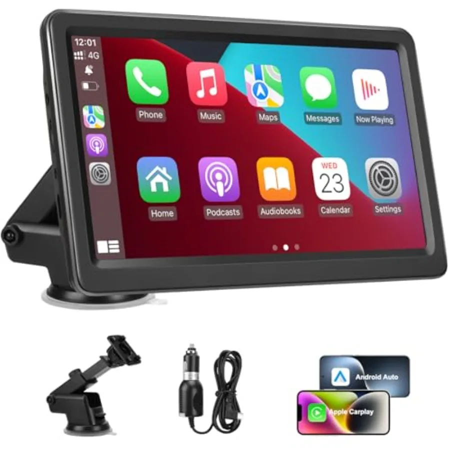 Carplay Screen for Car: 7 Portable HD Touchscreen Wireless CarPlay Android Auto Mirror Link GPS Navigation Voice Control Hands-
Carplay Screen for Car: 7 Portable HD Touchscreen Wireless CarPlay Android Auto Mirror Link GPS Navigation Voice Control Hands-