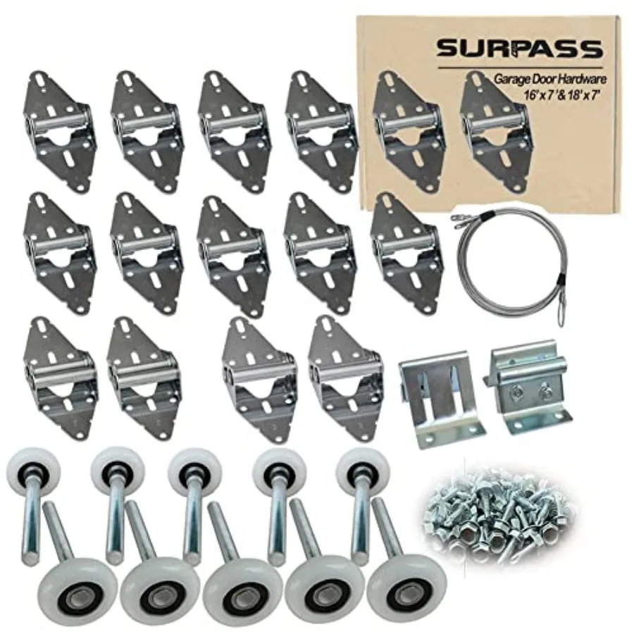 Garage Door Hardware Kit Roller/Hinge/Top Bracket/Wire Rope for 16'x7' and 18'x7' Height Double Garage Doors
Garage Door Hardware Kit Roller/Hinge/Top Bracket/Wire Rope for 16'x7' and 18'x7' Height Double Garage Doors