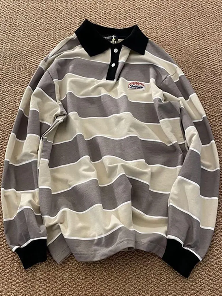 Striped Polo T Shirt Women Harajuku Long Sleeve Top Female Preppy Style Lapel Sweatshirt Ladies Hip Hop Fashion Loose Couple Tee
Striped Polo T Shirt Women Harajuku Long Sleeve Top Female Preppy Style Lapel Sweatshirt Ladies Hip Hop Fashion Loose Couple Tee