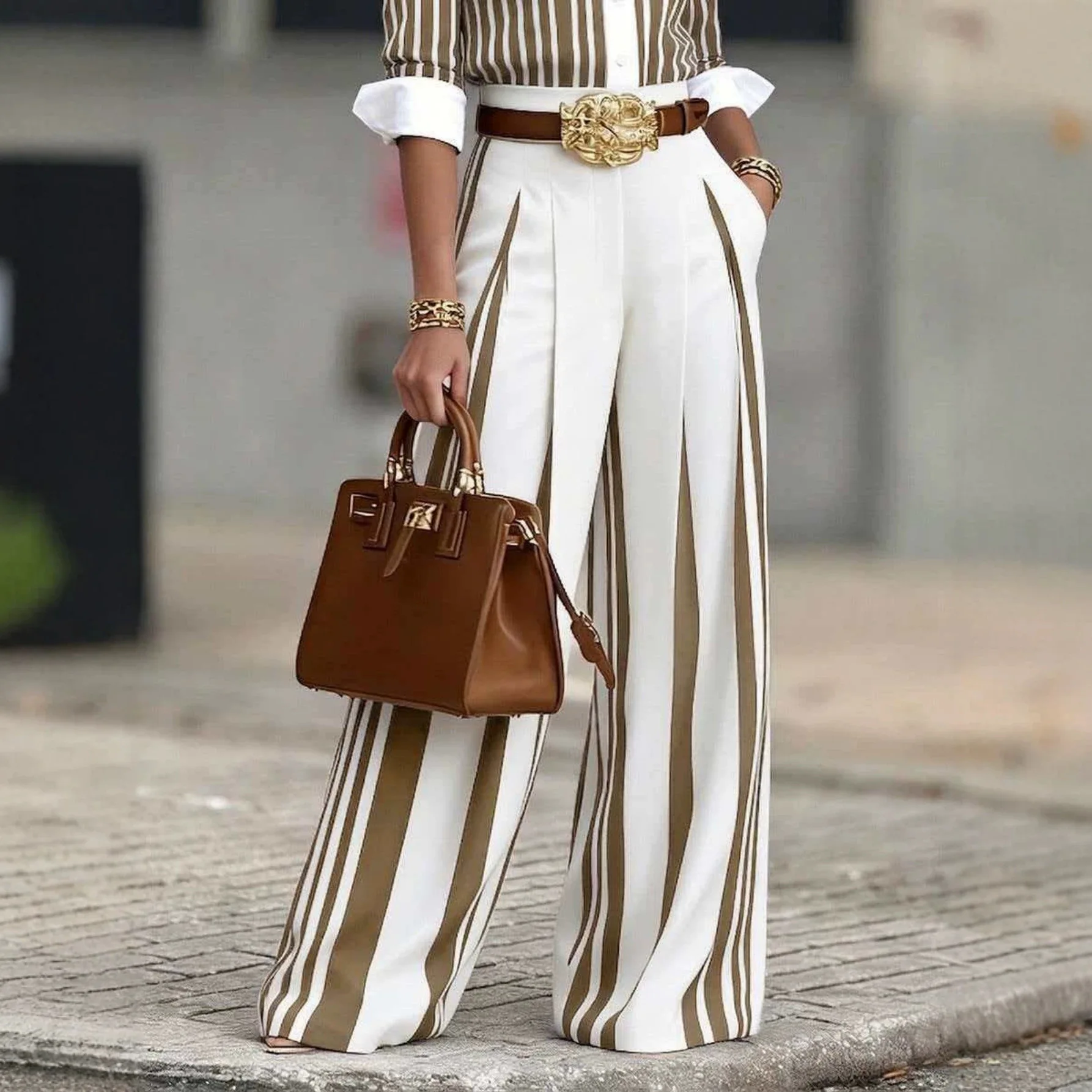 Women's High Waist Striped Wide Leg Pants Color Block Straight Leg Casual Business Trousers for Office Fashion Streetwear
Women's High Waist Striped Wide Leg Pants Color Block Straight Leg Casual Business Trousers for Office Fashion Streetwear