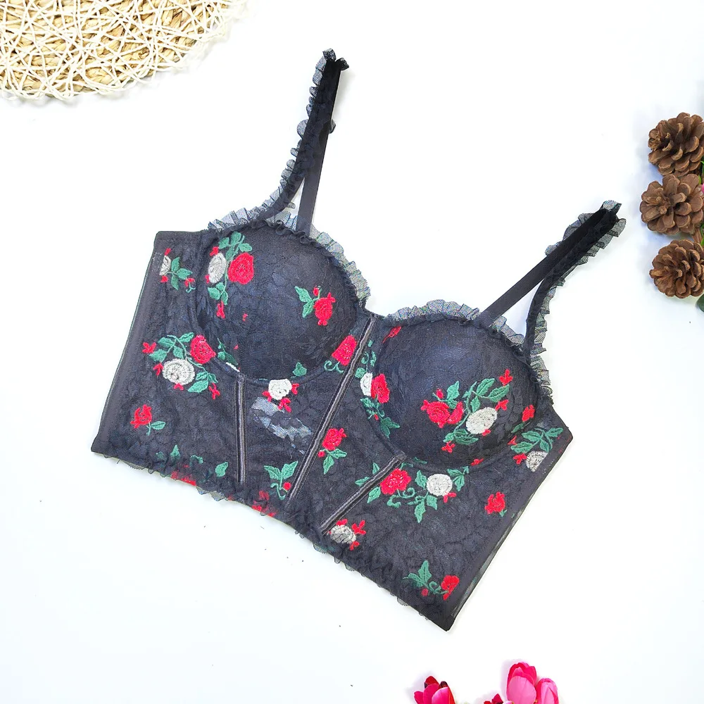 2025 Floral Vest Corset Women French Style Lace Ruffled Embroidered Flowers Short Top Party Night Club Bustier Push-up Bra 44931
2025 Floral Vest Corset Women French Style Lace Ruffled Embroidered Flowers Short Top Party Night Club Bustier Push-up Bra 44931