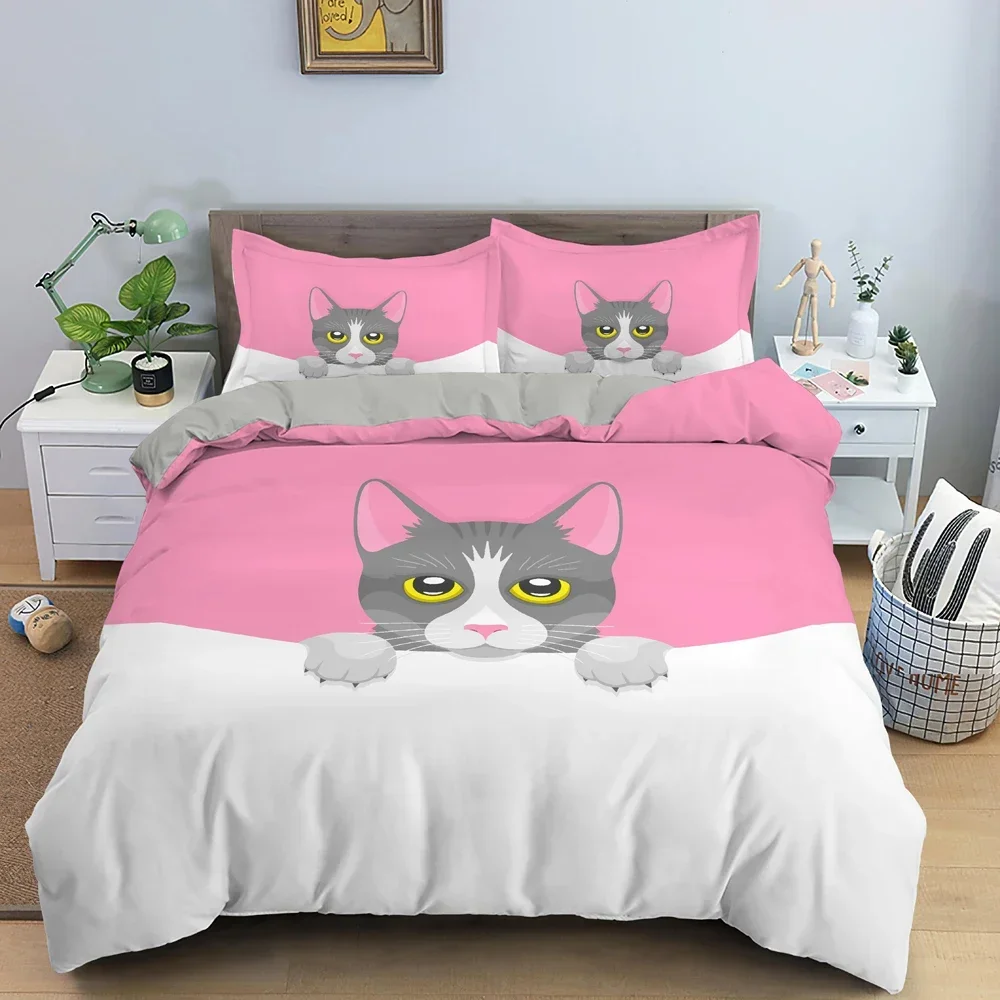 Cute Cat Pattern Comfortable Duvet Quilt Cover Pillowcase Bedding Set Children Bedroom Decoration Home Textile 
Cute Cat Pattern Comfortable Duvet Quilt Cover Pillowcase Bedding Set Children Bedroom Decoration Home Textile
