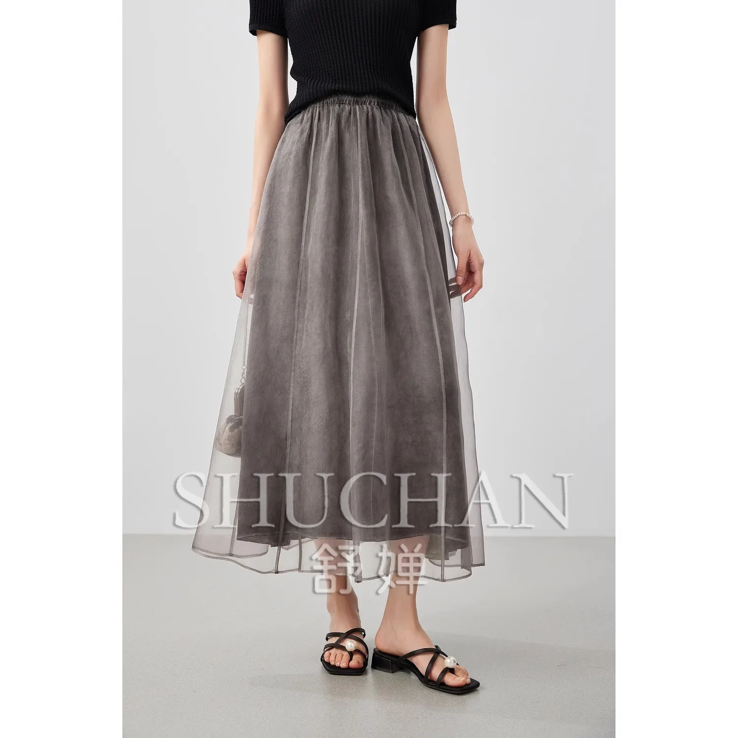 Leisurely Double-layer Silk Eugen Satin, Literary and Artistic Old Fried Color Skirt 25 Summer Faldas Mujer Moda 
Leisurely Double-layer Silk Eugen Satin, Literary and Artistic Old Fried Color Skirt 25 Summer Faldas Mujer Moda