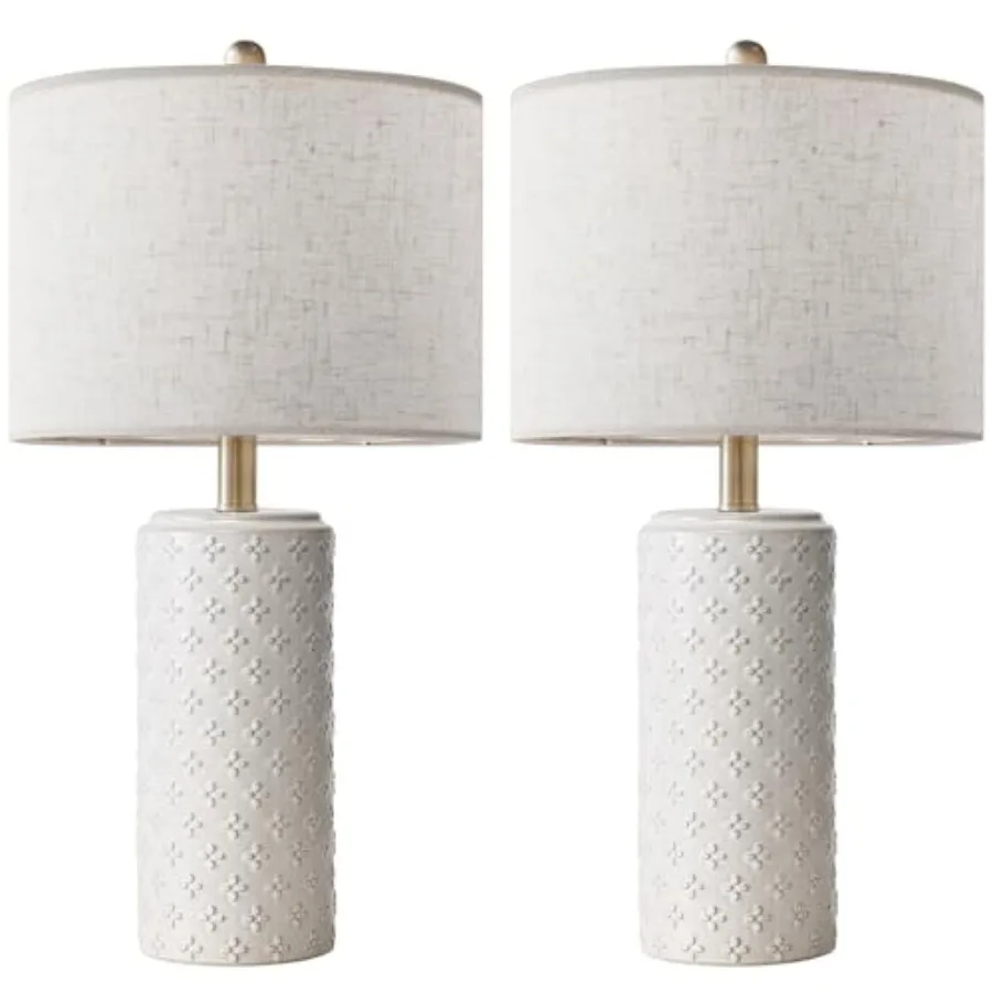 23 Inch Ceramic Table Lamp Set of 2 3-Way Dimmable White Bedside Lamps with Linen Shade for Bedroom Nightstand Lamps for Living
23 Inch Ceramic Table Lamp Set of 2 3-Way Dimmable White Bedside Lamps with Linen Shade for Bedroom Nightstand Lamps for Living