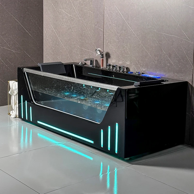 Black Classic White Acrylic Freestanding Whirlpool Bathtub for Adults Modern Design With Colorful Air Jet Bubble Massage Jets
Black Classic White Acrylic Freestanding Whirlpool Bathtub for Adults Modern Design With Colorful Air Jet Bubble Massage Jets