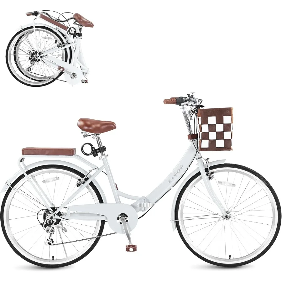 Foldable Beach Cruiser Bike for Women 24/26 Inch 7 Speed Commute Bike with Basket Lightweight Adult Womens Bicycles for City Co
Foldable Beach Cruiser Bike for Women 24/26 Inch 7 Speed Commute Bike with Basket Lightweight Adult Womens Bicycles for City Co