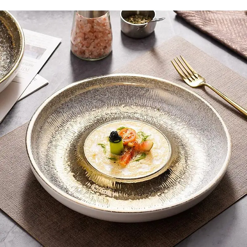 Circular Ceramic Dinner Plate Thick Soup Salad Dessert Plates Sushi Restaurant Specialty Tableware
Circular Ceramic Dinner Plate Thick Soup Salad Dessert Plates Sushi Restaurant Specialty Tableware