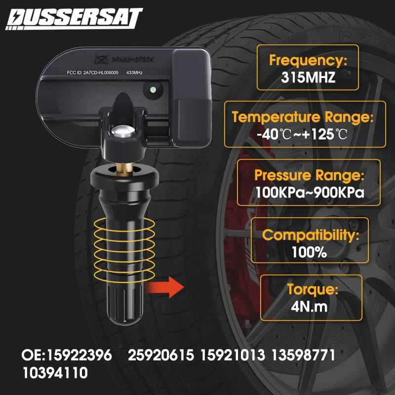 Tire Pressure Sensor TPMS 315MHz 15921013 10394110 for Hummer H2 Pontiac G3/5/6/8 Grand Prix Montana Solstice SV-6 Torrent Wave
Tire Pressure Sensor TPMS 315MHz 15921013 10394110 for Hummer H2 Pontiac G3/5/6/8 Grand Prix Montana Solstice SV-6 Torrent Wave