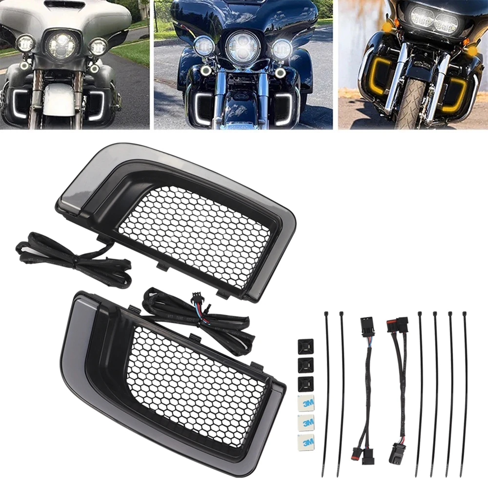 Motorcycle LED Running Lamp Fairing Lower Grills Light For Harley Touring CVO Electra Glide Tri FLHTKSE Limited FLHTCU 2014-2023
Motorcycle LED Running Lamp Fairing Lower Grills Light For Harley Touring CVO Electra Glide Tri FLHTKSE Limited FLHTCU 2014-2023
