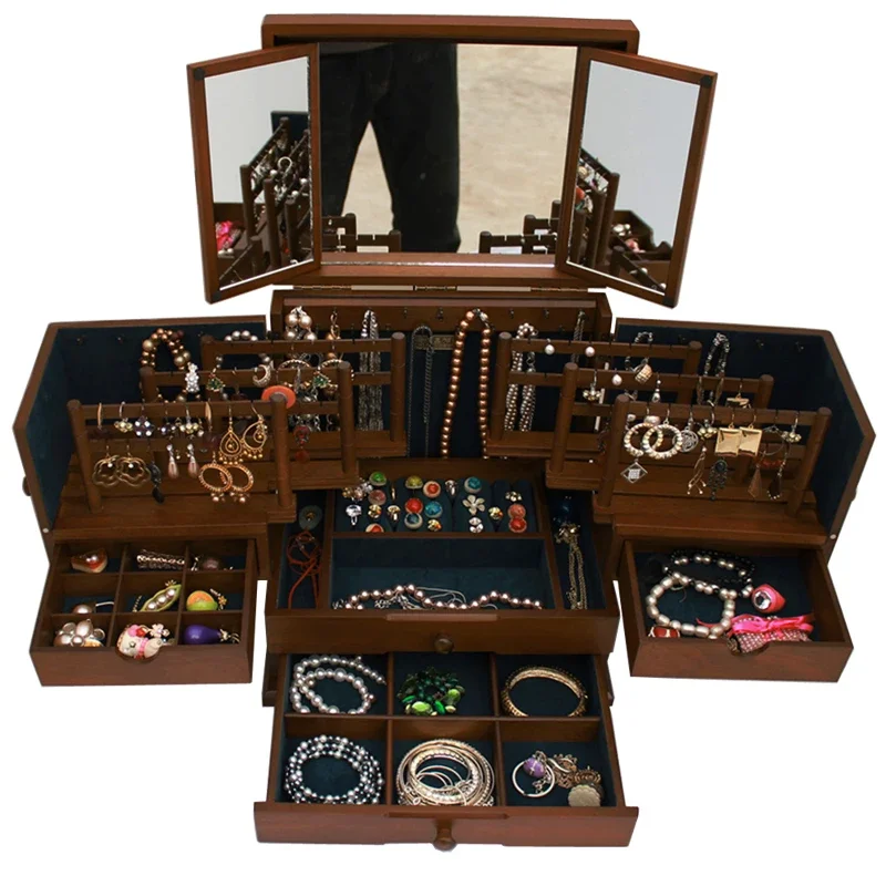 Cosmetic Case Creative Layered Retro Jewelry Box Solid Wood European Princess Ornament Storage Box Large
Cosmetic Case Creative Layered Retro Jewelry Box Solid Wood European Princess Ornament Storage Box Large