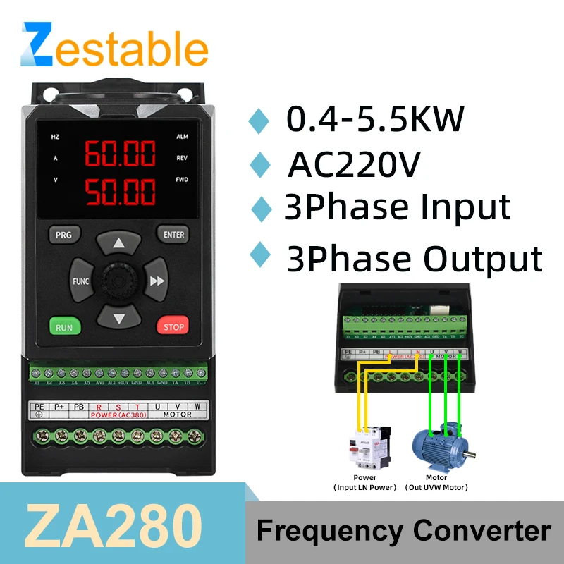 220V 3Phase Variable Frequency Inverter 0.75/1.5/2.2/3/4/5.5KW Converterr Variator Drive for Motor Speed Vector Control
220V 3Phase Variable Frequency Inverter 0.75/1.5/2.2/3/4/5.5KW Converterr Variator Drive for Motor Speed Vector Control