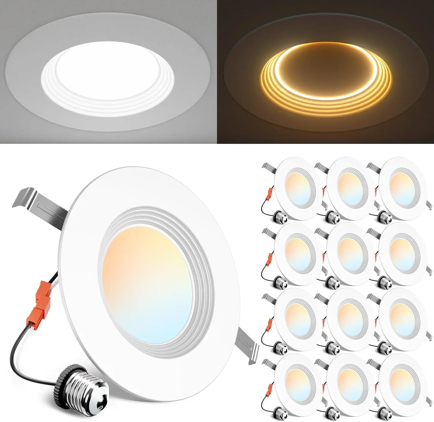 5/6 Inch 5CCT LED Can Lights with Night Light 12 Pack, Retrofit Recessed Lighting, Baffle Trim, Dimmable 12W=110W, 1000LM, IC Rated
5/6 Inch 5CCT LED Can Lights with Night Light 12 Pack, Retrofit Recessed Lighting, Baffle Trim, Dimmable 12W=110W, 1000LM, IC Rated