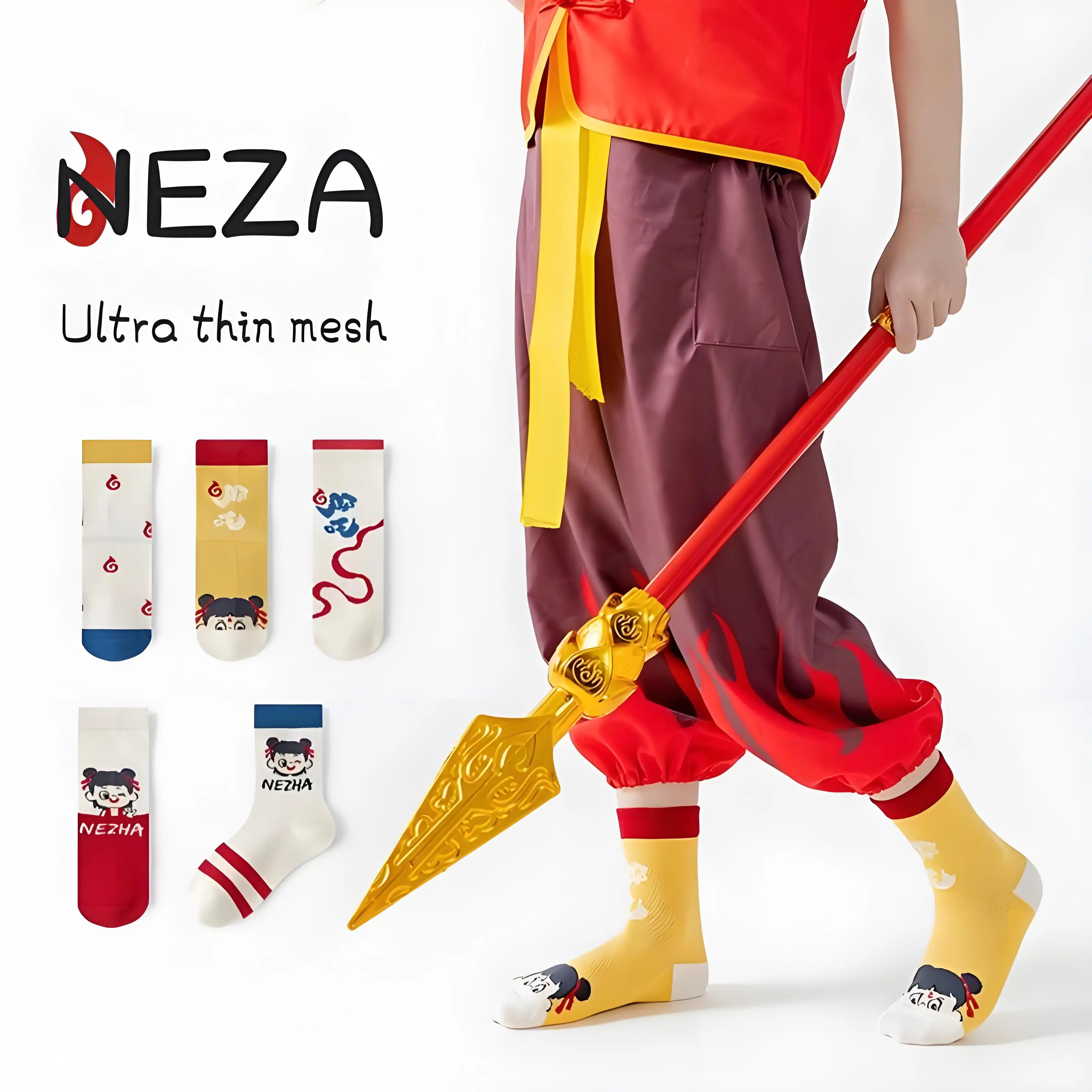 Nezha Cartoon Kids Ankle Socks | Polyester Mesh Breathable & Lightweight | Non-Slip Cute Socks for Boys/Girls | Daily Sports Cos
Nezha Cartoon Kids Ankle Socks | Polyester Mesh Breathable & Lightweight | Non-Slip Cute Socks for Boys/Girls | Daily Sports Cos