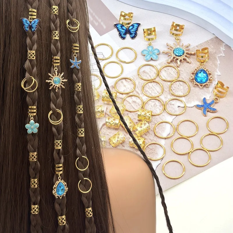 45Pcs Blue Alloy Dreadlock Hair Hoops Flower Starfish Sun Butterfly Cutout Clips for Braiding Non Slip High Quality Lightweight
45Pcs Blue Alloy Dreadlock Hair Hoops Flower Starfish Sun Butterfly Cutout Clips for Braiding Non Slip High Quality Lightweight
