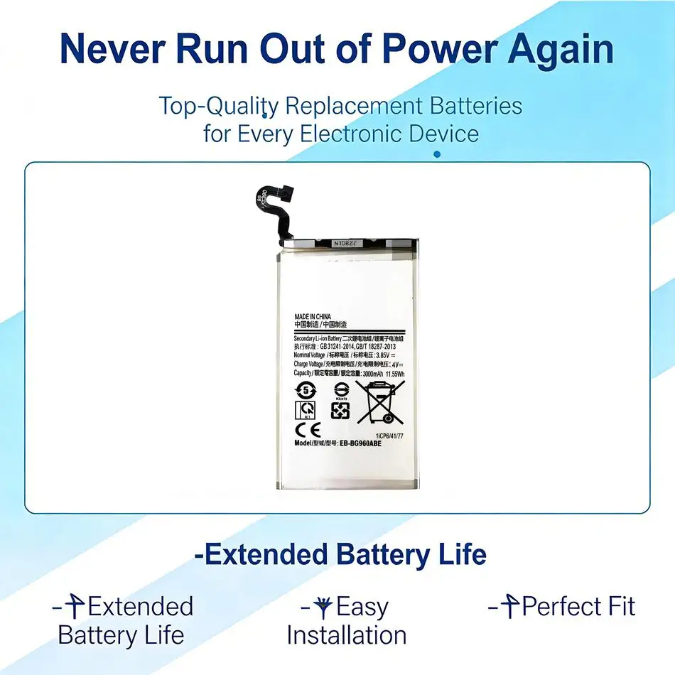 Аккумулятор для мобильного телефона EB-BG960ABE 3000 мАч для Samsung Galaxy S9 G9600 SM-G960F SM-G960 G960F G960
Аккумулятор для мобильного телефона EB-BG960ABE 3000 мАч для Samsung Galaxy S9 G9600 SM-G960F SM-G960 G960F G960