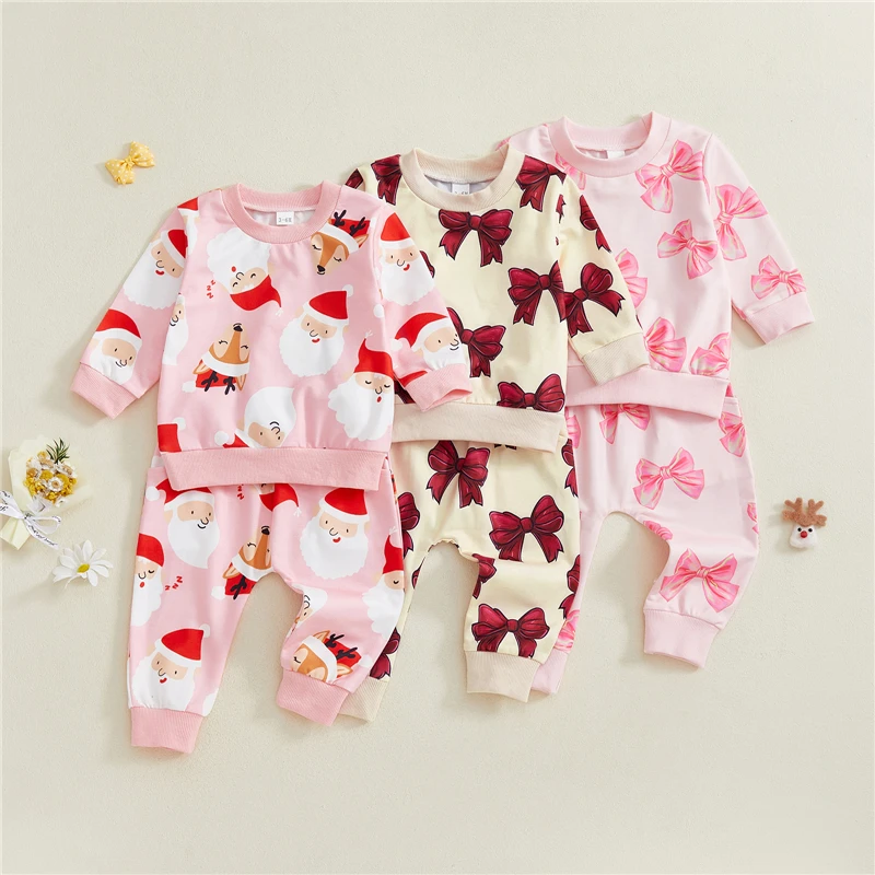 Toddler Infant Girl Christmas Outfits Santa Bow Print Long Sleeve Round Neck Pullover + Elastic Waist Long Pants 2 Pcs Set
Toddler Infant Girl Christmas Outfits Santa Bow Print Long Sleeve Round Neck Pullover + Elastic Waist Long Pants 2 Pcs Set