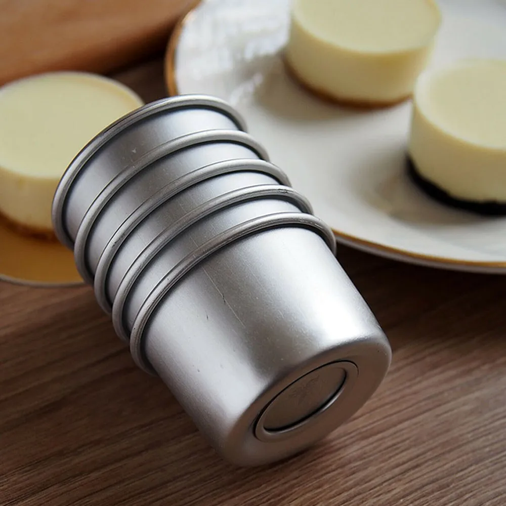 Removable Bottom 2 Inch Aluminum Alloy Round Cake Molds 6pcs DIY Mini Cake Pan Baking Tool Set With Accessories For Home Baking
Removable Bottom 2 Inch Aluminum Alloy Round Cake Molds 6pcs DIY Mini Cake Pan Baking Tool Set With Accessories For Home Baking