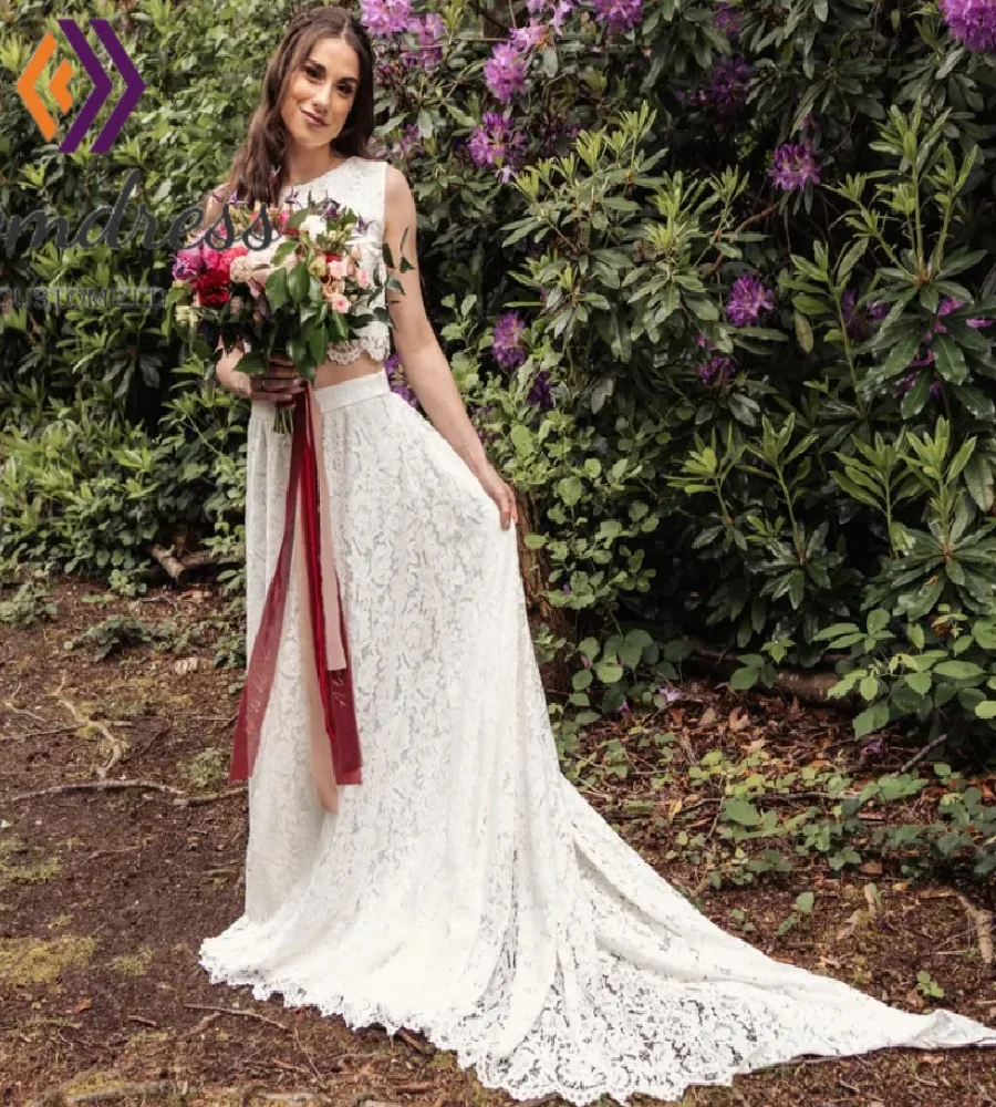 Free-spirited Two Pieces Boho Wedding Dress 2025 Sleeveless Full Lace Bohemian Bridal Dress Woodland Civil Bride Gown Customized
Free-spirited Two Pieces Boho Wedding Dress 2025 Sleeveless Full Lace Bohemian Bridal Dress Woodland Civil Bride Gown Customized