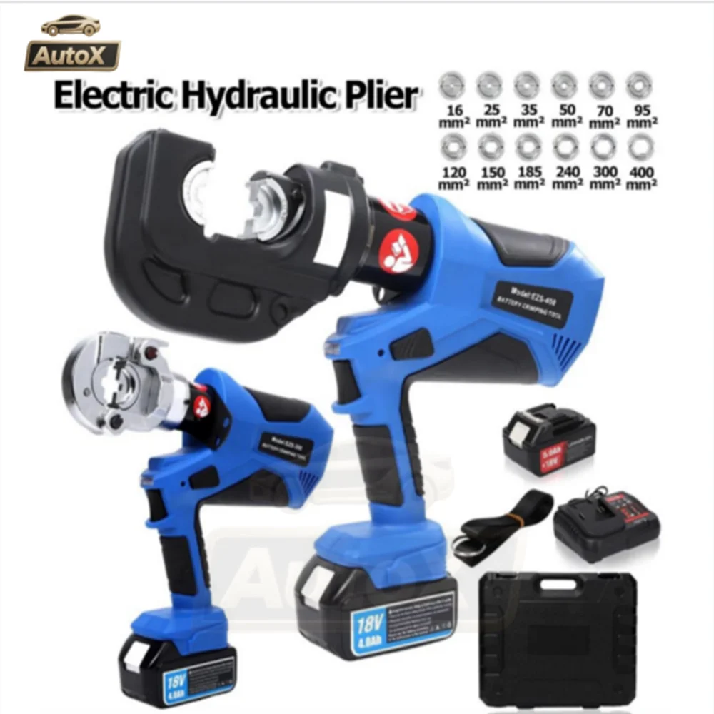 Auto X EZ-300 EZ-400 Electric Hydraulic Plier w Battery Handheld Rechargeable Cable Copper Aluminum Terminal Crimping Tool
Auto X EZ-300 EZ-400 Electric Hydraulic Plier w Battery Handheld Rechargeable Cable Copper Aluminum Terminal Crimping Tool